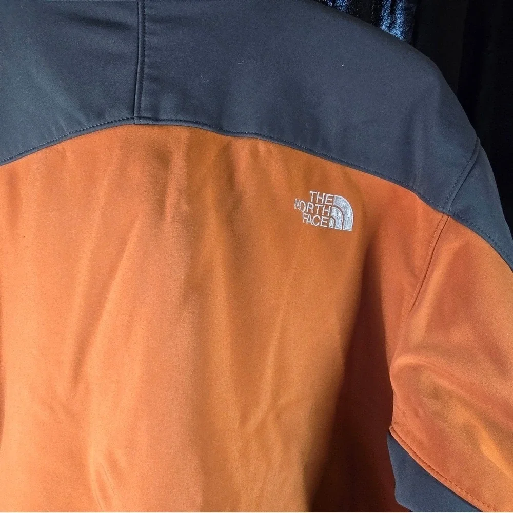 The North Face Apex Bionic Softshell Jacket Mens Large Orange Charcoal Grey Wind